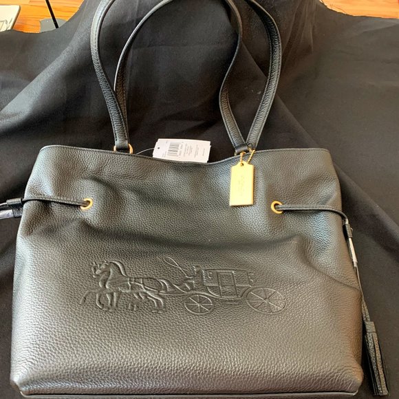 Coach Andy large tote black leather MSRP $428.00